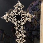 Hand Tatted  Intricate Cross  Crucifix Shadowbox 8x10