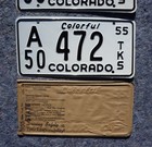 1955 Colorado Truck License Plate Plates Pair   Set