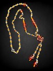 Antique Czech Amber Glass Sautoir Necklace Poured Beads Deco Tassel Drop 26 