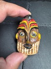 Phoenician Face Glass Bead Pendant  Multicolor Mosaic Glass Mask Bead  Ancient