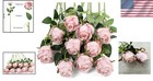 10pcs Light Pink Silk Roses - Long Stem Artificial Flowers For Diy Wedding Decor