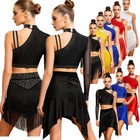 Us Women Latin Dance Top And Skirt Set Rumba Ballroom Competition Dancewear