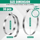30 Pack 8 In Hose Clamps 7-5 8  To 8-1 2  Stainless Steel Adjustable