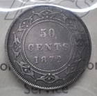 1872-h Newfoundland 50 Cents Iccs Graded F-15