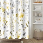 Yellow Gray Floral Shower Curtain watercoor Flower 72 w X 72 l  pack Of 1  123
