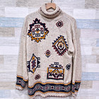 Carolina Colours Vintage Aztec Confetti Turtleneck Sweater Beige Womens Plus 2x