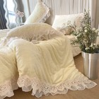 Bedding Set 4 Pcs 3d Carved Milk Velvet Super Warm Lace Duvet Cover Bed Sheet