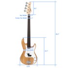 4 String Full Size Fretless Electric Bass Guitar Bag Strap Cord Wrench Tool