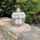 Delaware Delft Royal Goedewaagen Large Tobacco Jar  Holland 12    Brass Lid Vtg
