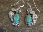 Native American Sterling Silver Turquoise Floral Earrings Dinetso