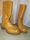 Vintage Chunky Cognac Saddle Leather Pull On Western Campus Boots Sz  11d