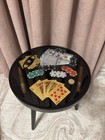 Epoxy  casino Poker Theme Collectible Table With Chips  Cards  Money  And Cigars