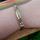 Vintage Handmade Brown Leather Bracelet Bangle Brass Peru Coin 7 5 