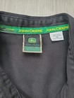 John Deere Tractors Shirt Mens Medium Black Button Up Pockets Patch Workwear Vgc