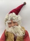 Vintage Primitive Santa Claus Doll Ceramic Face Hands Boots Christmas Decor