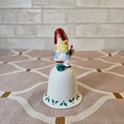 Enesco Christmas Elf Gnome Girl Hand Painted Ceramic Bell Holidays Vintage 1985