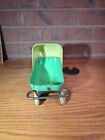 Vintage Antique Wyandotte Tin Metal Baby Stroller Buggy Carriage Yellow Green