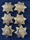 Lot Of 6 Security Badges  In Amazing New Condition Blackinton 7 Point Star Nice 