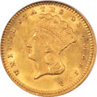 1873 Open 3  1 Gold Dollar - Ngc Ms-61