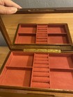 Vintage Danish Modern Design Mele Wood Jewelry Box Pink Velvet Lining
