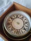 Antique Nautical Large Brass Gimballed Ship s Compass   Oak Dove-tailed Wood Box