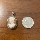 Vintage Shell Cameo Pendant Woman Profile Oval Necklace Charm