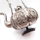 Antique Chinese Export Silver Repouss   Melon-form Teapot With Immortals