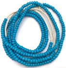 2 Strands Fine Vintage Opaque Turquoise Blue 4mm Glass Beads Trade Beads-ghana