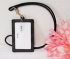 Coach Signature C Brown  Black Canvas Leather Lanyard Id Badge Card Holder