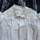 Antique Victorian 1890s White Cotton Blouse Lace Shirt Mutton Sleeve Top Vintage