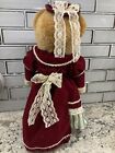 Victorian Teddy Bear Dressed Up On A Stand Pre Owned 1995 W certificate Avon