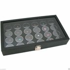 New Glass Top Jewelry Display Case Box Black 24 Gem Gold Nugget Collectibles   