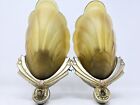 Vintage Art Deco Pair Wall Sconce Light Fixture Slip Shade Antique 1930 s Superb