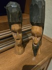 African Tribal Hand Carved Wood Man And Woman Head Art