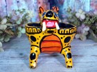 Jaguar Leopard Fun Coconut Bowl Handmade Hand Painted Guerrero Mexican Folk Art