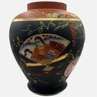Vtg Aiota China Moriage Vase Satsuma Style 6 5   x 6   w Handcrafted 1940s Mcm