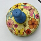 Vintage Ohio Art Tin Litho Toy Spinning Top Bluebird  Butterflies   Flowers 