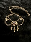 Antique Art Nouveau Festoon Necklace Czech Glass Edwardian Victorian Gilded 