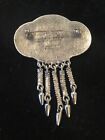 Large Vtg Native American-southwest-ethnic-boho Style Shield Silver Tone Brooch