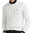 New - Polo Ralph Lauren Mens Cable-knit Crew Cotton Sweater   Off White   S- Xxl