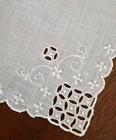     vintage 6 White Linen Handkerchief Scalloped Edge Cutwork Embroidery