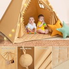 Teepee Tent For Kids With Padded Mat Cotton Canvas Kids Tent With Pompom For Tod