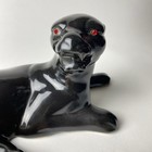 Vintage Mid Century Ceramic  Black Panther Jeweled Eyes Statue Figurine 14  Long