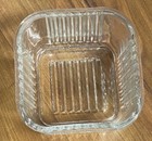 Federal Glass Small Square Refrigerator Dish   Lid W  Vegetable Pattern Vintage
