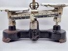 Antique Cenco Central Scientific Co Balance Scale Cast Iron 200 Gram Ceramic