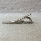 Vintage Tie Bar Clip Silver Toned Rectangle With Engraving