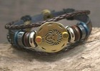 Men Women Zodiac Horoscope Astrology Birth Sign Leather Bracelet Wristband 