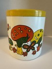 Vintage Htf 70s Mod Mushroom Psychedelic Canister Retro Orange Green Yellow 0018