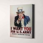 Uncle Sam - I Want You For Us Army World War Two Poster Canvas Print Wall Art