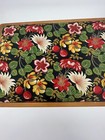 Large Vintage Wood Wicker Fabric Sewing Craft Box 13 X 10 5 X 9 5  Padded Top